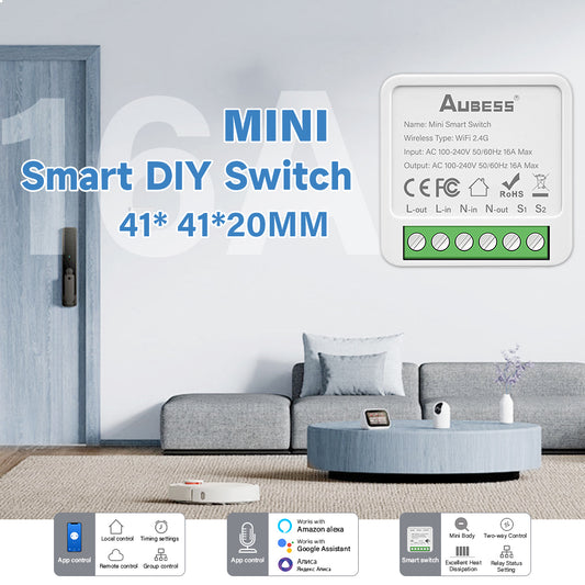 AUBESS Tuya Wifi 16A Mini Smart Switch| Smart home