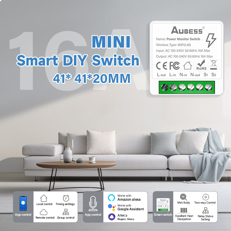 AUBESS Wifi 16A Mini Smart Switch | Power Monitor