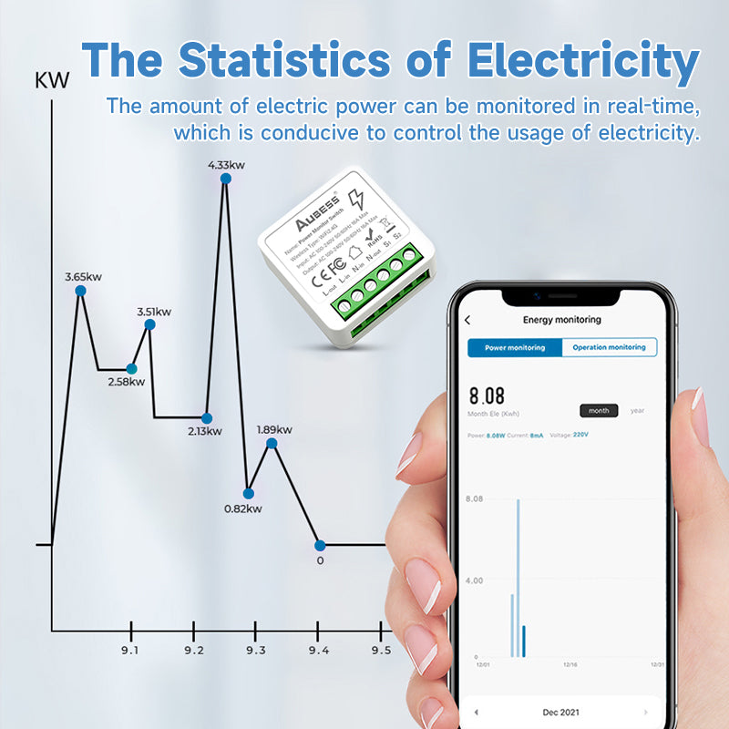 AUBESS Wifi 16A Mini Smart Switch | Power Monitor