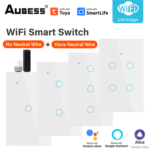 Tuya wifi 4 gang smart panel switch  Single zero fire general use