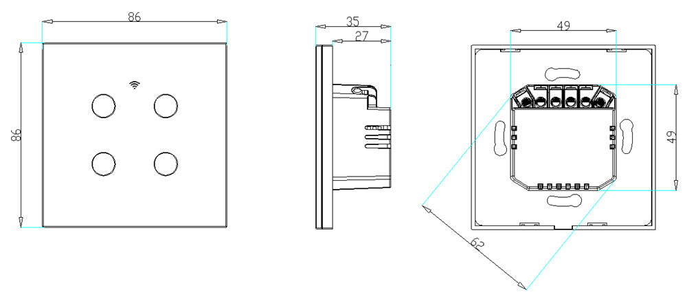 AUBESS Tuya WiFi Zero Fire Panel Switch Model | European Standard