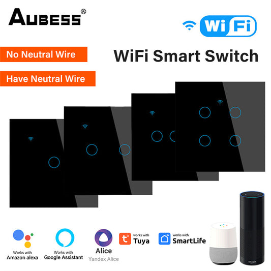 Aubess Tuya Wifi Smart Panel Switch | Single Zero Fire General Use | EU