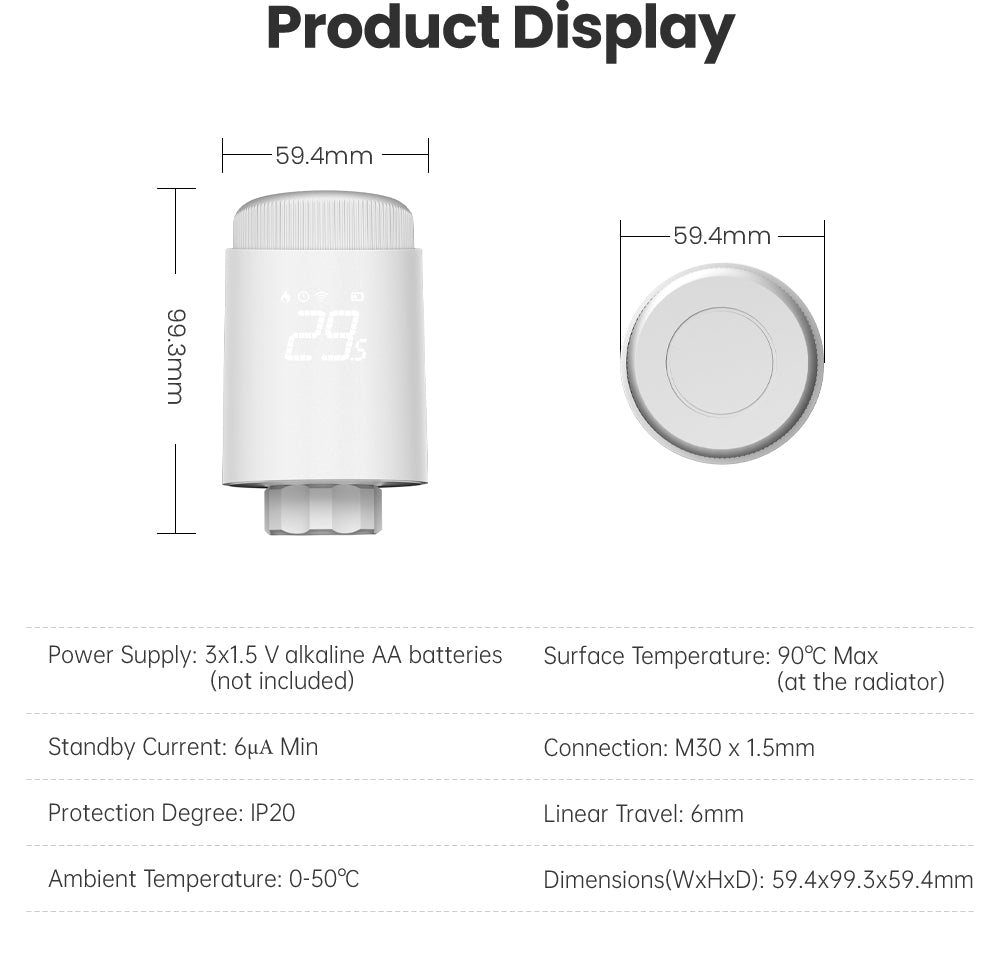 AUBESS Tuya Zigbee Temperature control valve | Child lock