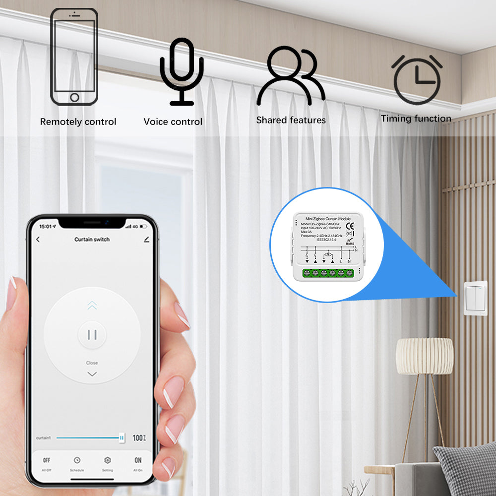 AUBESS WiFi Zigbee Curtain Module | Voice Control