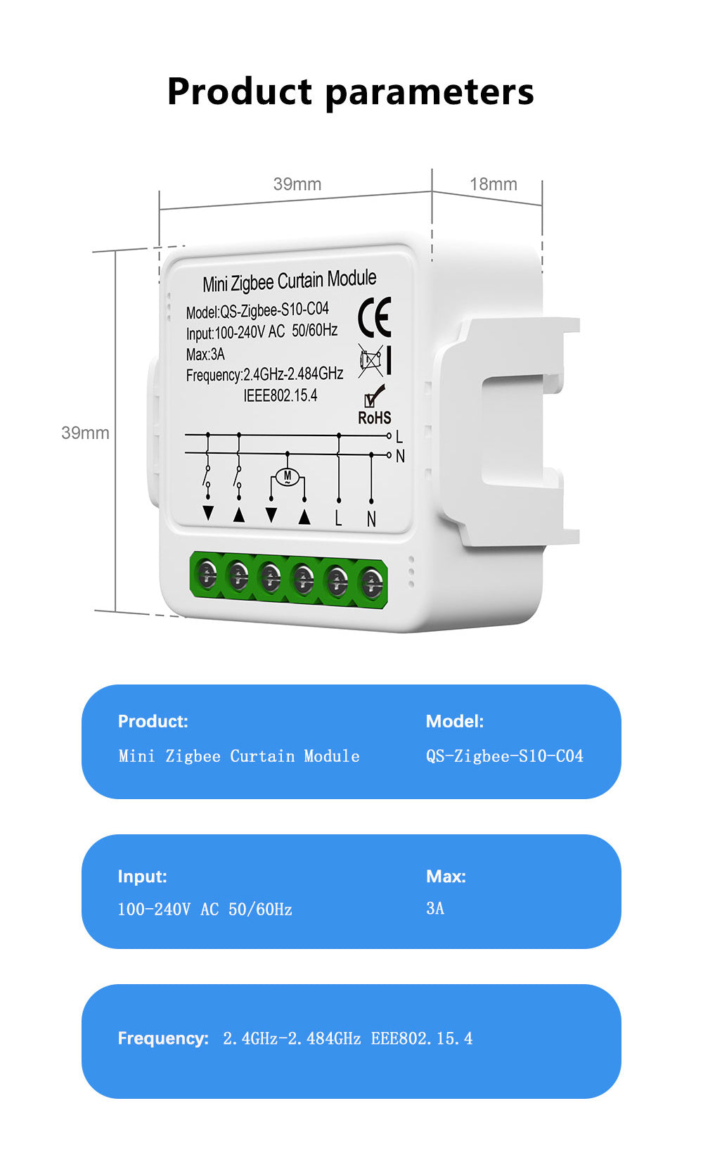 AUBESS WiFi Zigbee Curtain Module | Voice Control