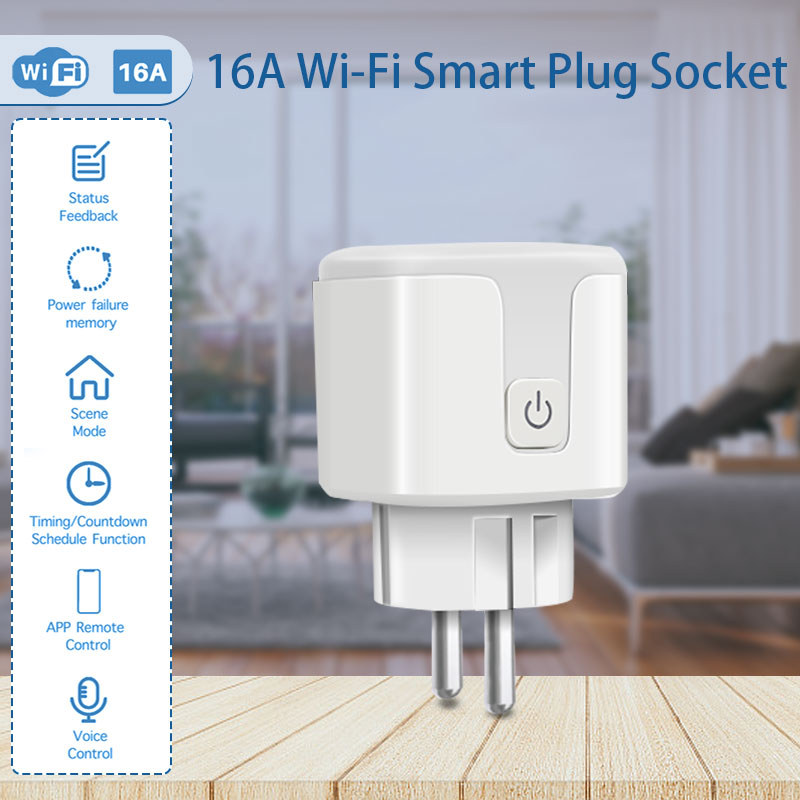 Tuya Smart App Wifi Smart Socket Phone Remote Timing Voice Switch Supports  Alexa EU Plug, Style