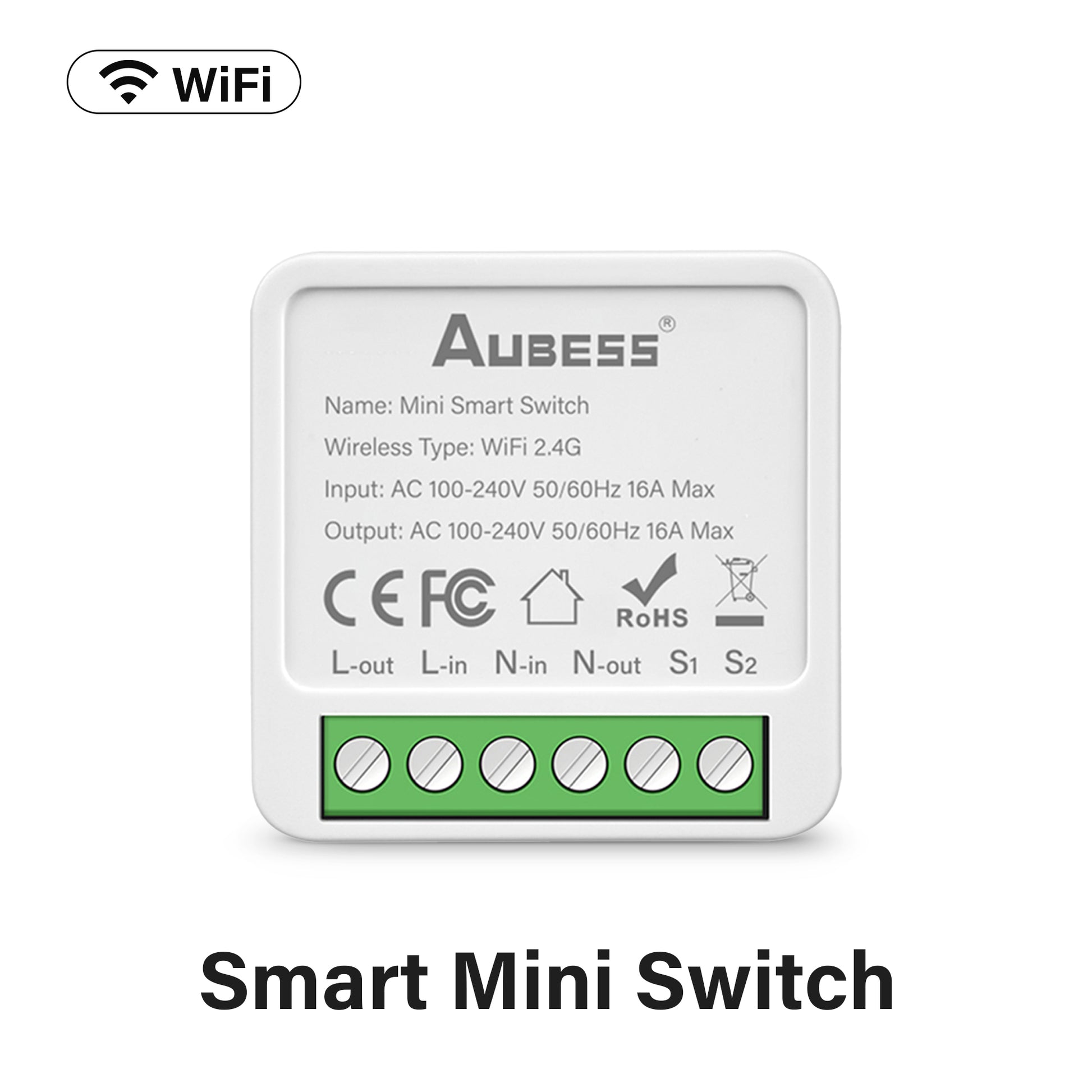 AUBESS Tuya Wifi Mini Smart Switch16A Supporte  Alexa Google Hom